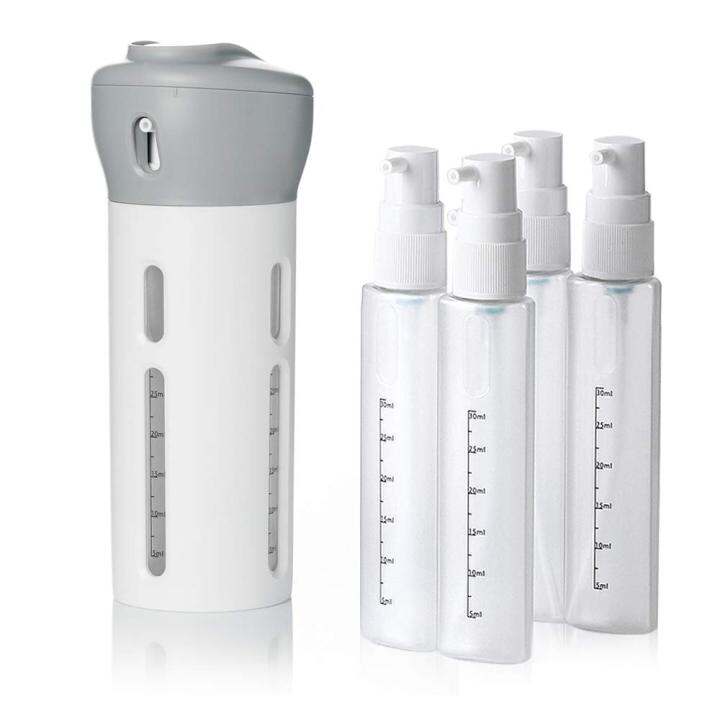 4in1-travel-bottle-set-ขวดแบ่งพกพา-ขวดแบ่งหัวปั้ม-ชุดขวดแบ่งครีม-ขวดแบ่งเจลพกพา-ขวดแบ่งครีม-ขวดแบ่งน้ำยา-ขวดแบ่งของเหลว-1-อัน-แบ่งได้-4-ขวด