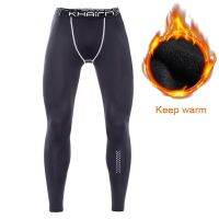 HOT★ฤดูหนาวกางเกงวิ่งผู้ชายขนแกะการบีบอัด Leggings Jogging Homme Pantalon Mens Compression Tights ขี่จักรยานกางเกงขายาวกางเกง