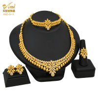 ANIID African Jewelry Set Big Necklace Dubai Ethiopian Gold Jewelery Sets Earring Bracelet For Women Bridal Choker Jewelrl