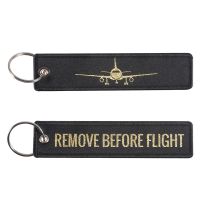 1PC 2PCS 3PCS 3 Packs Sale Remove Before Flight Airplane Pattern Both Sides Embroidery Backpack Keychain Motorcycle Key Pendant