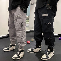 Cargo Pants Boys Fashion Harajuku Harem Pant Black Streetwear Joggers Sweatpant Multi-Pocket Casual Kids Pants 6 8 10 12 14 Yrs