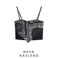 KASLEAD new womens European and American wind cashew printing small condole belt vest inside take the design feeling outside wear coat ∋