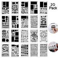 Panda Online 20 Pack Bullet Journal Stencil Set Plastic Template DIY Drawing Planner Journal สมุดภาพ Art Craft