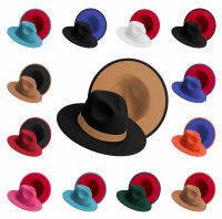 ฤดูหนาวผู้ชายผู้หญิง Patchwork Felt กว้าง brim Fedora หมวก Church fascinator หมวก Casual Wild JAZZ หมวก panaman wholesalen