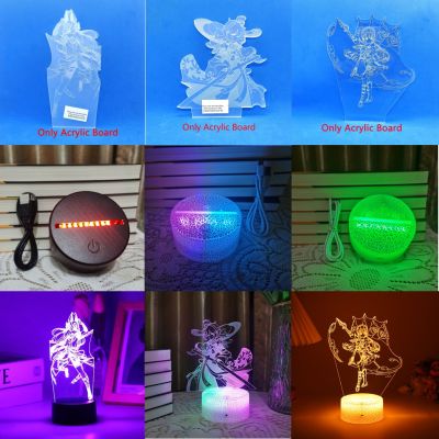 Genshin Impact Anime Night Light Game Figure Yunjin Lamp Shenhe Room Decor Kids Gift Acrylic Board And Base Are Sold Separately Night Lights