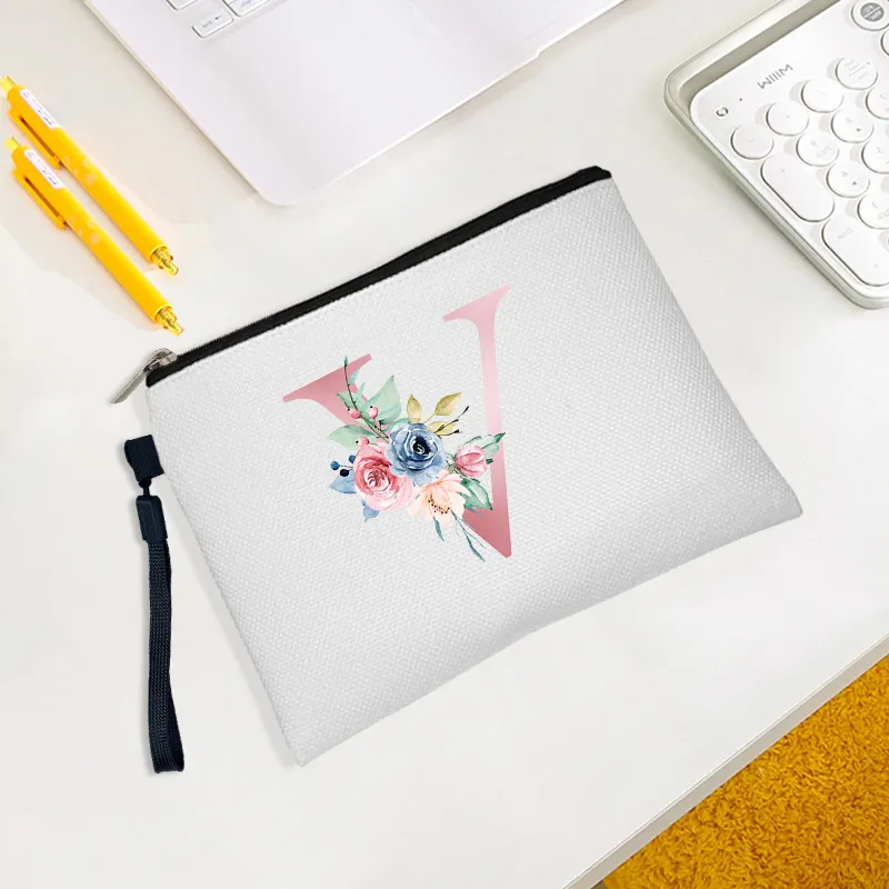 Colorful Floral Print Women's Cosmetic Bag Student Mini Pencil Case For  Girl Travel Toiletry Bag School Teacher Gift Makeup Bag