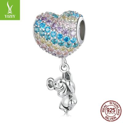 [COD] love balloon koala diy pendant colorful girl heart s925 silver beaded accessories SCC2116