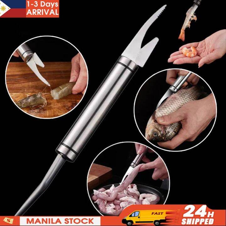 [Leslye] 5 in 1 Stainless Steel Shrimp Cleaner, Shrimp Peeler and