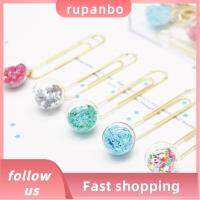 RUPANBO039392692คลิปหนีบกระดาษทรายดูด10ชิ้นลูกบอลคริสตัลที่คั่นหนังสือคุณภาพสูงตกแต่งหน้าผู้ถือโรงเรียน