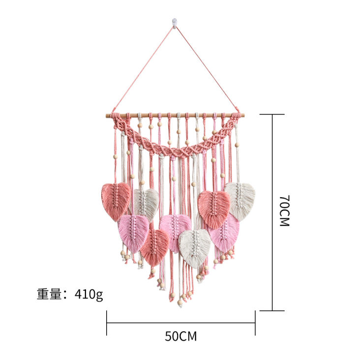 leaf-macrame-tapestry-boho-nordic-แขวนผนังตกแต่งบ้านงานแต่งงานขนาดเล็กเด็กบ้านห้องนั่งเล่นงานแต่งงาน-decoration