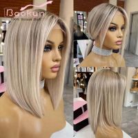 13x4 Short Ash Blonde Lace Front Wig Human Hair 360 Lace Frontal Wig Highlight Bob Straight Lace Front Wigs For Women Human Hair