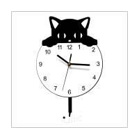 Novelty Kitten and Fish Wall Clock Kitten Clock with Swinging Tail Gift for Kitten Lovers