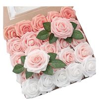 25 Artificial Roses with Rod Home Decor Gradient Bouquet Arrangement Flowers for DIY Wedding Bouquet Decoration Durable Easy to Use