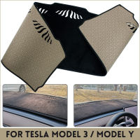 สำหรับ Tesla รุ่น3 Y 2017-23 3D Dashboard Non-Slip Sun Shade Dashboard ป้องกัน Mats Flannel Pad อุปกรณ์ตกแต่งภายในรถยนต์