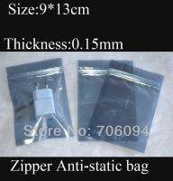 300PCS 9*13cm(3.54*5.12) Zipper Antistatic ESD Bag  Ziplock Anti-static plastic Bag Free shipping Food Storage Dispensers