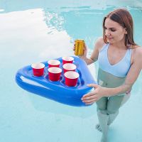 Inflatable Blue Cup Holder Floating Triangle Drinks Cup Holder Swimming Pool Float Bathing Pool Toy Party DecorationCoaster  Floaties