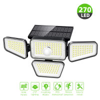 270188 LED พลังงานแสงอาทิตย์แสง Motion Sensor กันน้ำกลางแจ้งโคมไฟหลายหัวติดผนังถนนโคมไฟติดผนังสำหรับลานถนน