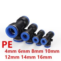 T Type PE Air Connectors 6 8 10 12 MM Pneumatic Fitting Quick Connect Slip Lock Tee 3Way Plastic Pipe Water Hose Tube Connector Hand Tool Parts Access