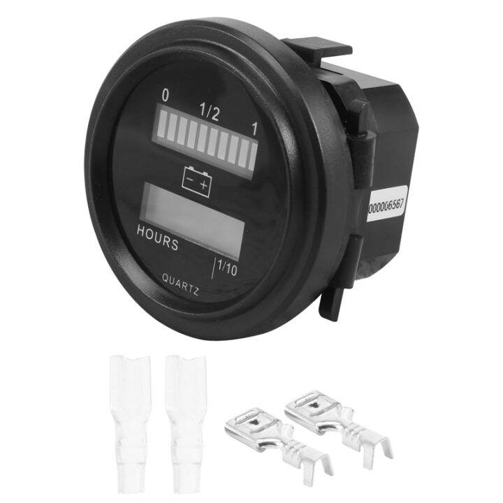 LED with Hour Meter Round Battery Indicator Meter Gauge 12/24V 36V 48V