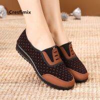 hot【DT】 Cresfimix zapatos de mujer women classic wine red slip on flat shoes lady cool black ballet brown retro dance a5527