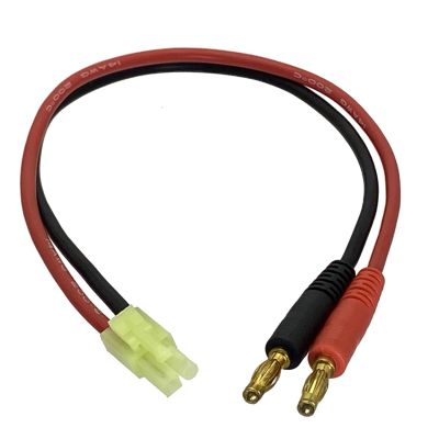 ㍿ Charge Cable Mini Tamiya Male 4mm Banana Plug 14AWG Wire 30CM For Lipo Battery Drone aircraft model
