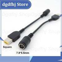 Dgdfhj Shop 10cm 7.9*5.5mm Round Jack to Square Plug End power Adapter Pigtail Charger connector Converter Cable For IBM for Lenovo Thinkpad