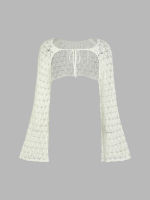 Cider Hollow Out Knitted Long Sleeve Shrug