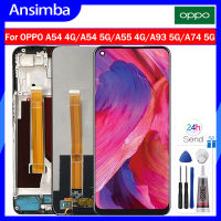 Ansimba หน้าจอจอ LCD แบบดั้งเดิม6.5นิ้วสำหรับ A54 OPPO 4G/A54 5G/A55 4G/A93 5G/A74 5G/5G LCD อะไหล่ชุดประกอบดิจิไทเซอร์แผงหน้าจอสัมผัส LCD พร้อมกรอบกลางสำหรับ A54 OPPO 4G/A54 5G/A55 4G/A93 5G/A74 5G LCD