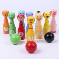 10pcs/lot wooden cartoon bowling children puzzle fun interactive toys outdoor sports balls free shipping