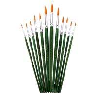 12PCS Professional ศิลปิน Paintbrush Flat Tip Pointed Tip แปรงทาสีสำหรับ Beginner สีน้ำ Gouache ภาพวาด DIY Craft