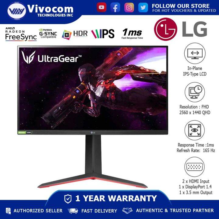 LG UltraGear Gaming Monitor 27GP850-B 27 Inch QHD (2560x1440) IPS 1ms ...