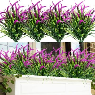 hot【cw】 Artificial Flowers Outdoor Faux UV Resistant Plastic Shrubs Indoor Bushes