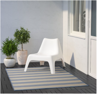 Rug flatwoven, in/outdoor, waterproof, easy to maintain-beige/light blue. size 133x195 cm.