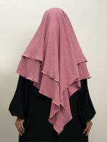 【YF】 Eid Muslim 2 Layers Jazz Crepe Long Khimar Women Hijab Ramadan Prayer Jilbab Hijabs Burka Headscarf Djellaba Niqab