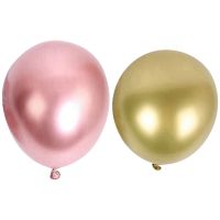 100 Pcs 10 Inch Metallic Latex Balloons Thick Chrome Glossy Metal Pearl Balloon Globos, 50 Pcs Rose Gold &amp; 50Pcs Gold