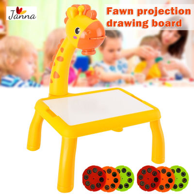 Janna Kids Drawing Desk with Projector Educational Toys with Singing Function Detachable Projection Painting Table for kids Girl gift