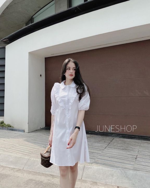 Váy sơ mi trắng thắt eo  Shopee Việt Nam