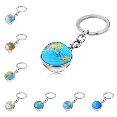 Map Globe Double-sided Glass Pendant Ball Key Chain Key Chain Jewelry Fashion Key Chain Gift Key Chains