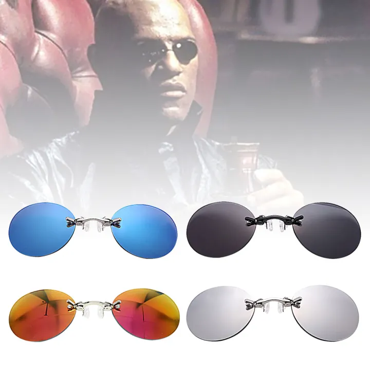 Clip Nose Sunglasses Round Glasses Matrix Morpheus Vintage Sun UV400