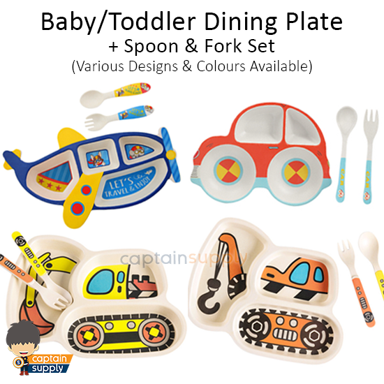 (SG Seller) ★ Baby Toddler Dining Plate with Spoon & Fork Set ★ Bamboo