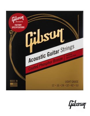 Gibson  SAG-CPB12 สายกีตาร์โปร่ง เบอร์ 12 Phosphor Bronze แบบเคลือบ ซีรี่ย์ Coated Phosphor Bronze ของแท้ 100% (Light, 0.012 - 0.052) ** Made in USA **