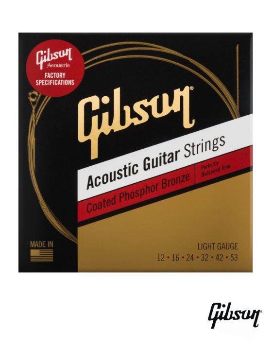 gibson-sag-cpb12-สายกีตาร์โปร่ง-เบอร์-12-phosphor-bronze-แบบเคลือบ-ซีรี่ย์-coated-phosphor-bronze-ของแท้-100-light-0-012-0-052-made-in-usa