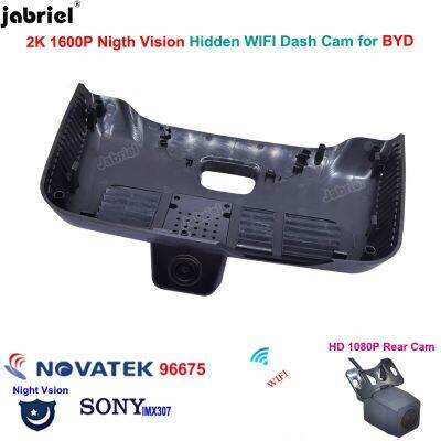 รถที่บันทึกการขับรถ DVR Wifi Jabriel 2K 1600P สำหรับ DM-I BYD Tang DM-P 2021-2023 Dash Cam กล้องหลังสำหรับ BYD Tang EV 2018-2023