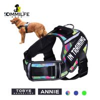 KOMMILIFE Adjustable Nylon Dog Harness Personalized Harness For Dogs Reflective Breathable Neck Guard Dog Harness Vest No Pull Collars