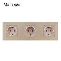 【Popular choice】 Minitiger White Wall PC แผง3 Way Power Socket Plug Grounded, 16A EU มาตรฐานไฟฟ้า Triple Outlet 258มม. * 86มม.