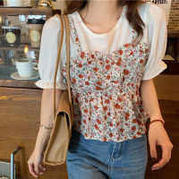 Puff Sleeve Blouse Women Korean Style Fashion Casual Shirt 2023 Summer Vintage Floral Top New