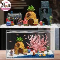 【BIRR】SpongeBob เครื่องประดับตู้ปลา ภูมิทัศน์พิพิธภัณฑ์สัตว์น้ำ ตกแต่งเรซิ่น บ้านสับปะรด ของตกแต่ง ปราสาท