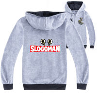 SLOGOMAM HOODY แขนยาว3-16ปีฤดูใบไม้ผลิและฤดูใบไม้ร่วงเสื้อผ้าเด็กสีดำ/ สีเทาผ้าฝ้ายเด็ก + โพลีเอสเตอร์ Hooded Zipper เสื้อกันหนาวสำหรับชาย15ปีหญิง