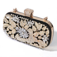 Diamond Rhinestone Gold Evening Clutch Purse Bag For Women Wedding Bridal Chain Shoulder Bag Luxury Small Party Handbag ZD2077