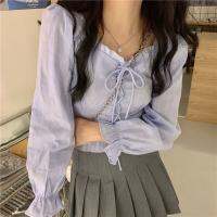 ใหม่เสื้อลําลองสําหรับสตรีแขนยาวคอสี่เหลี่ยมปักลายลูกไม้